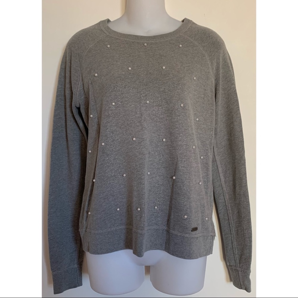 Abercrombie & Fitch | Gray Sparkly Pearl Long Sleeve Sweater Top Women’s Size XS